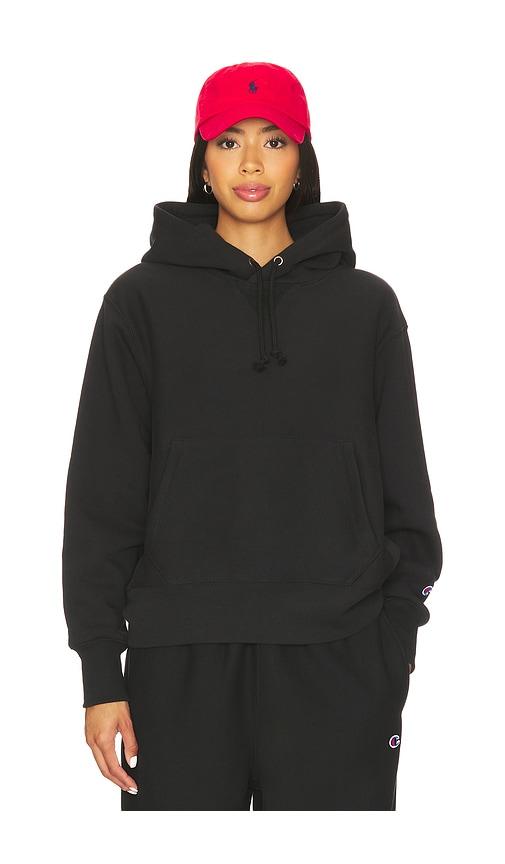 champion essentials reverse weave hoodie sweatshirt in black. - size s (also in xs)