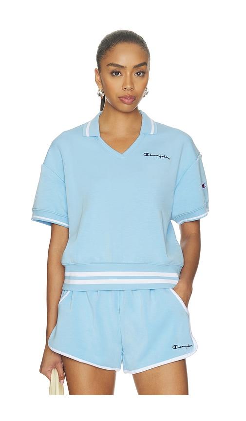 champion tennis court polo in baby blue. - size l (also in s, m)