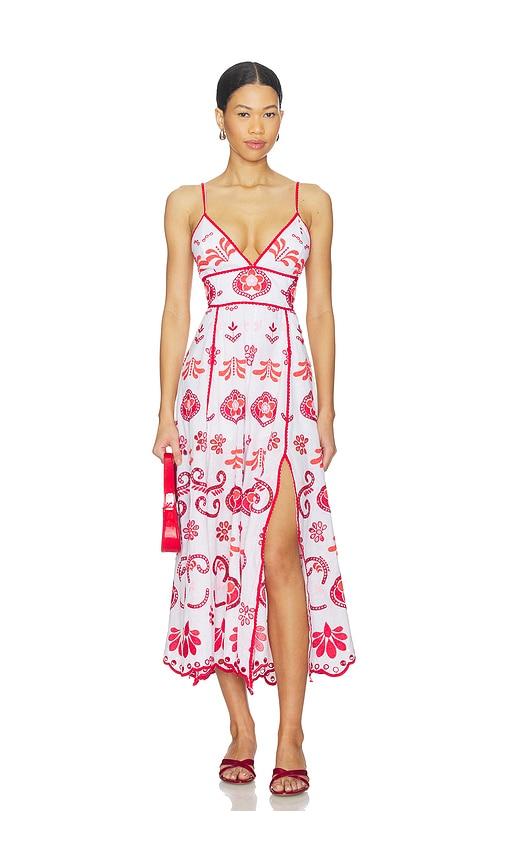 charo ruiz ibiza gardea long dress in white,red. - size m (also in s, xl)