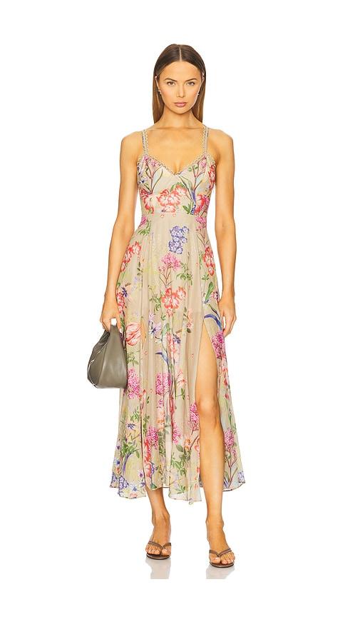 charo ruiz ibiza iraso long dress in beige. - size m (also in s, xs)
