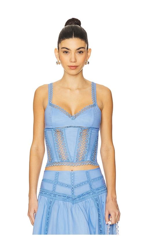 charo ruiz ibiza poppy top in blue. - size l (also in s, xs)