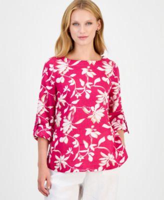 charter club womens 100 linen d ring top created for macys