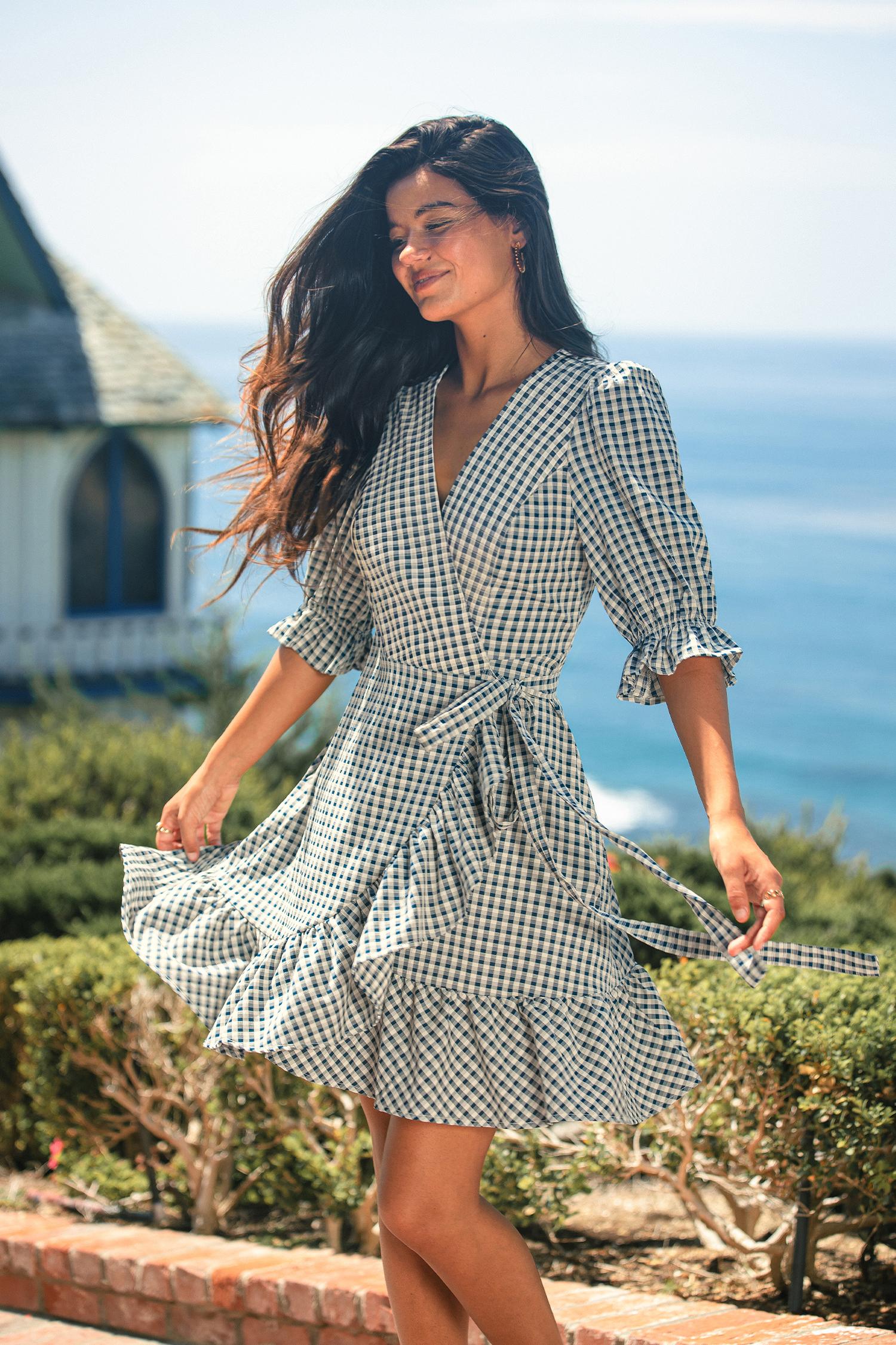 check it out gingham mini dress - l