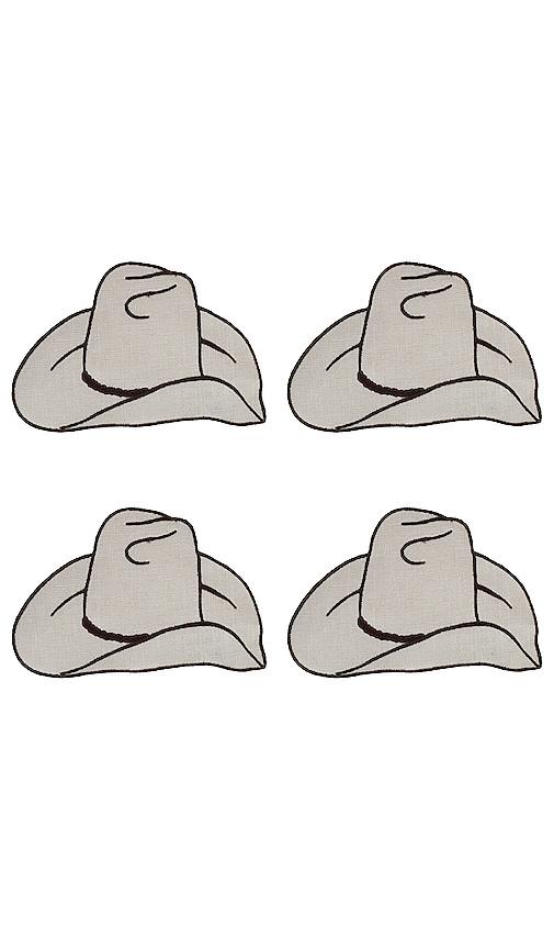 chefanie cowboy hat cocktail napkins set of 4 in tan.