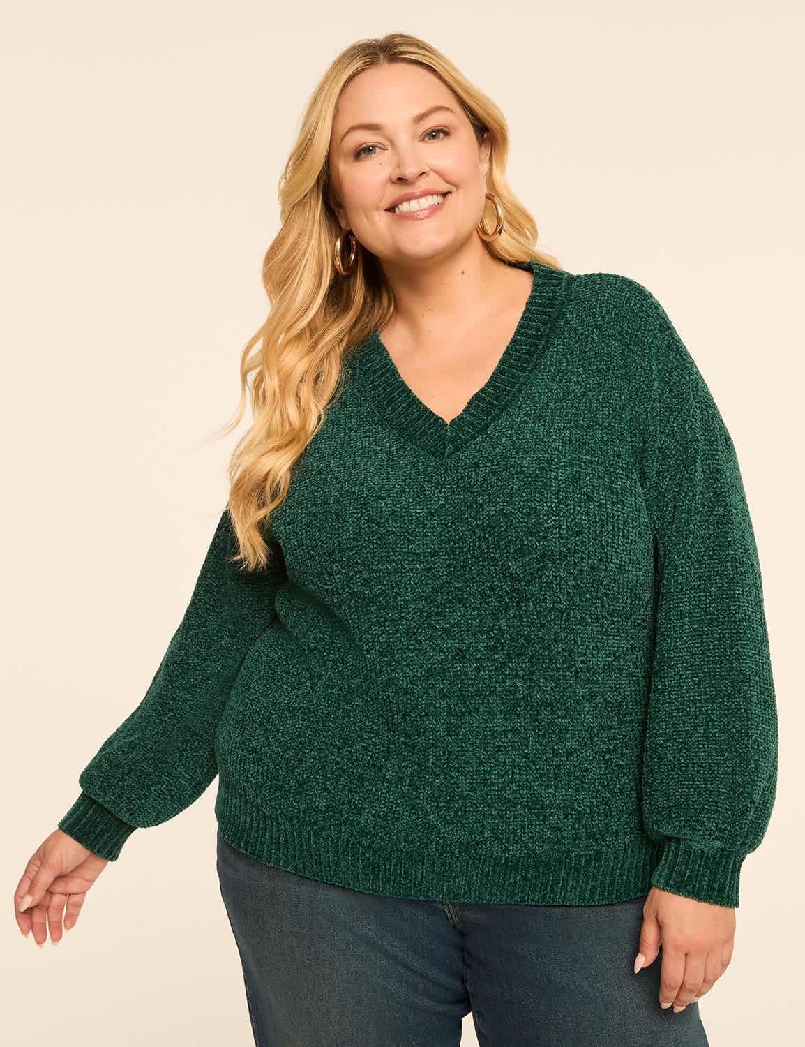 chenille balloon-sleeve sweater
