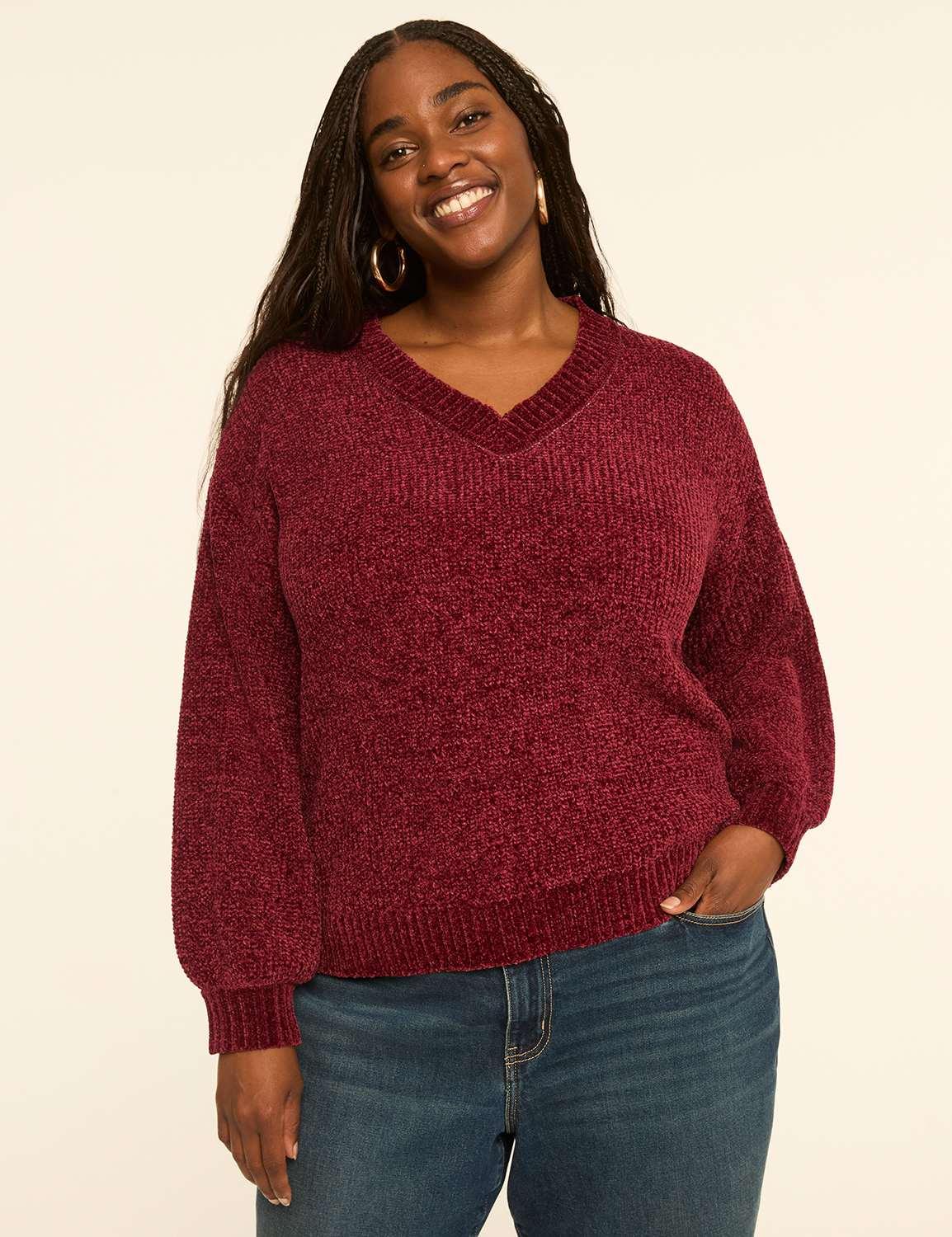 chenille balloon-sleeve sweater
