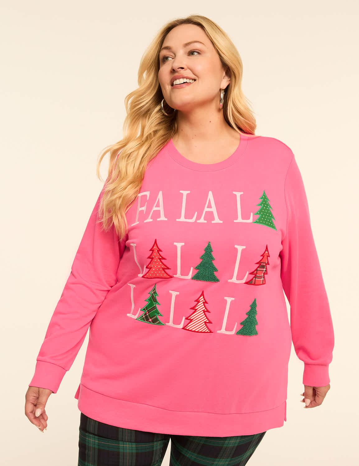 chenille fa la la graphic sweatshirt