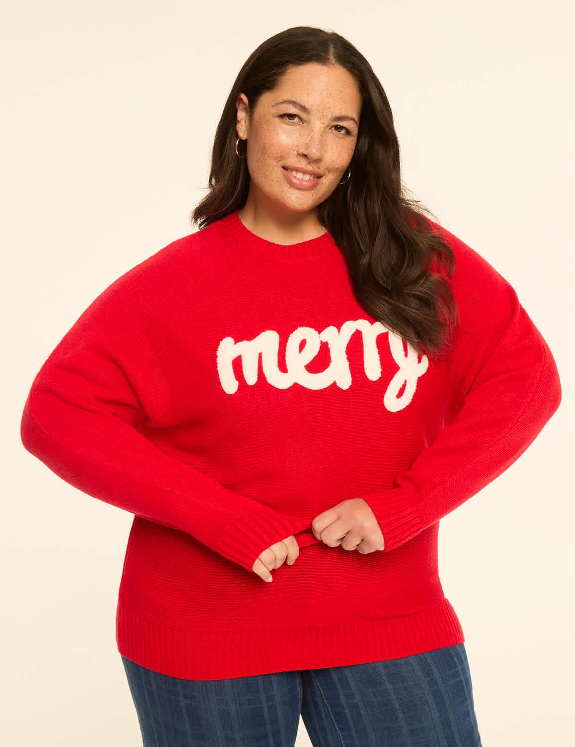 chenille merry graphic sweater