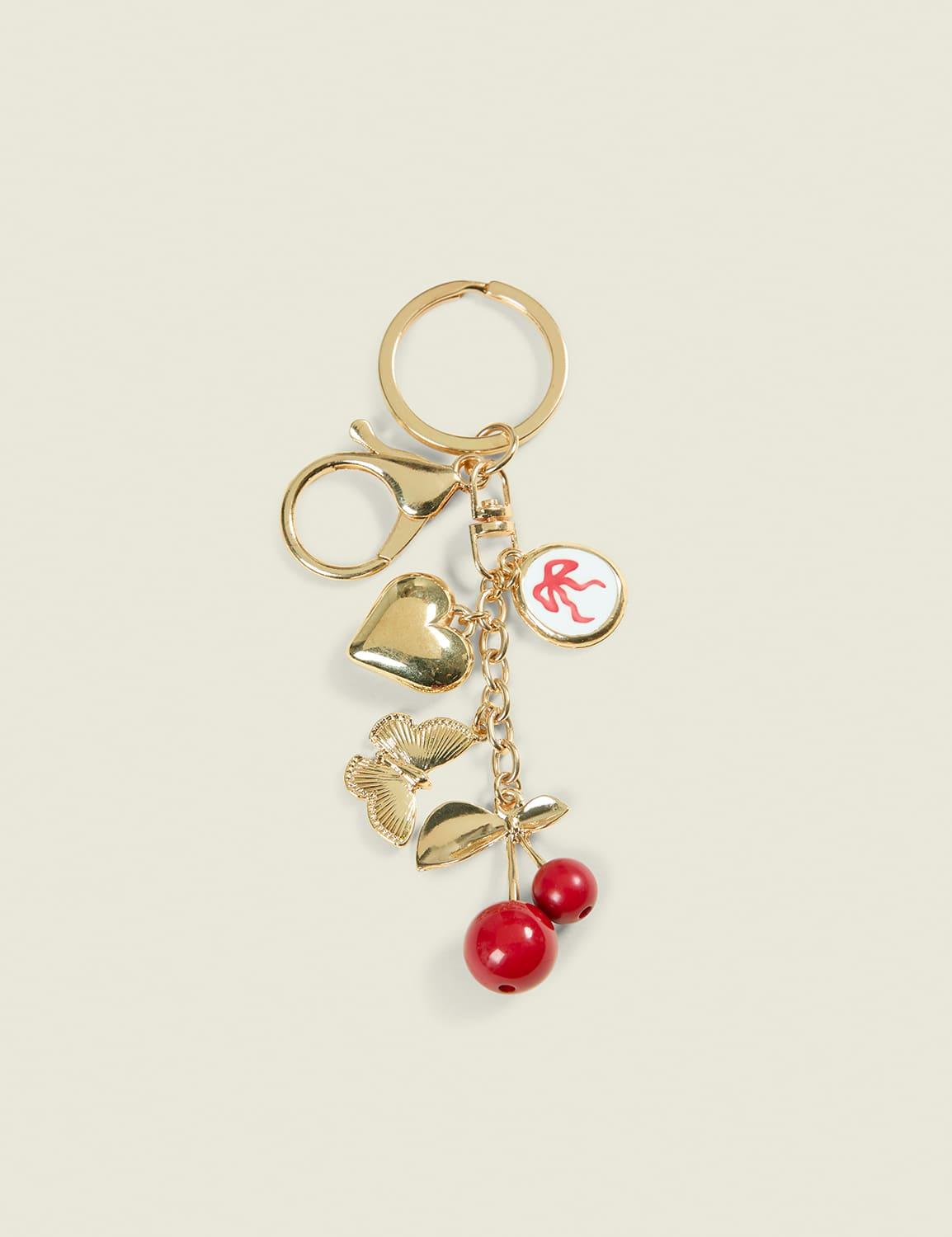 cherries & heart keychain