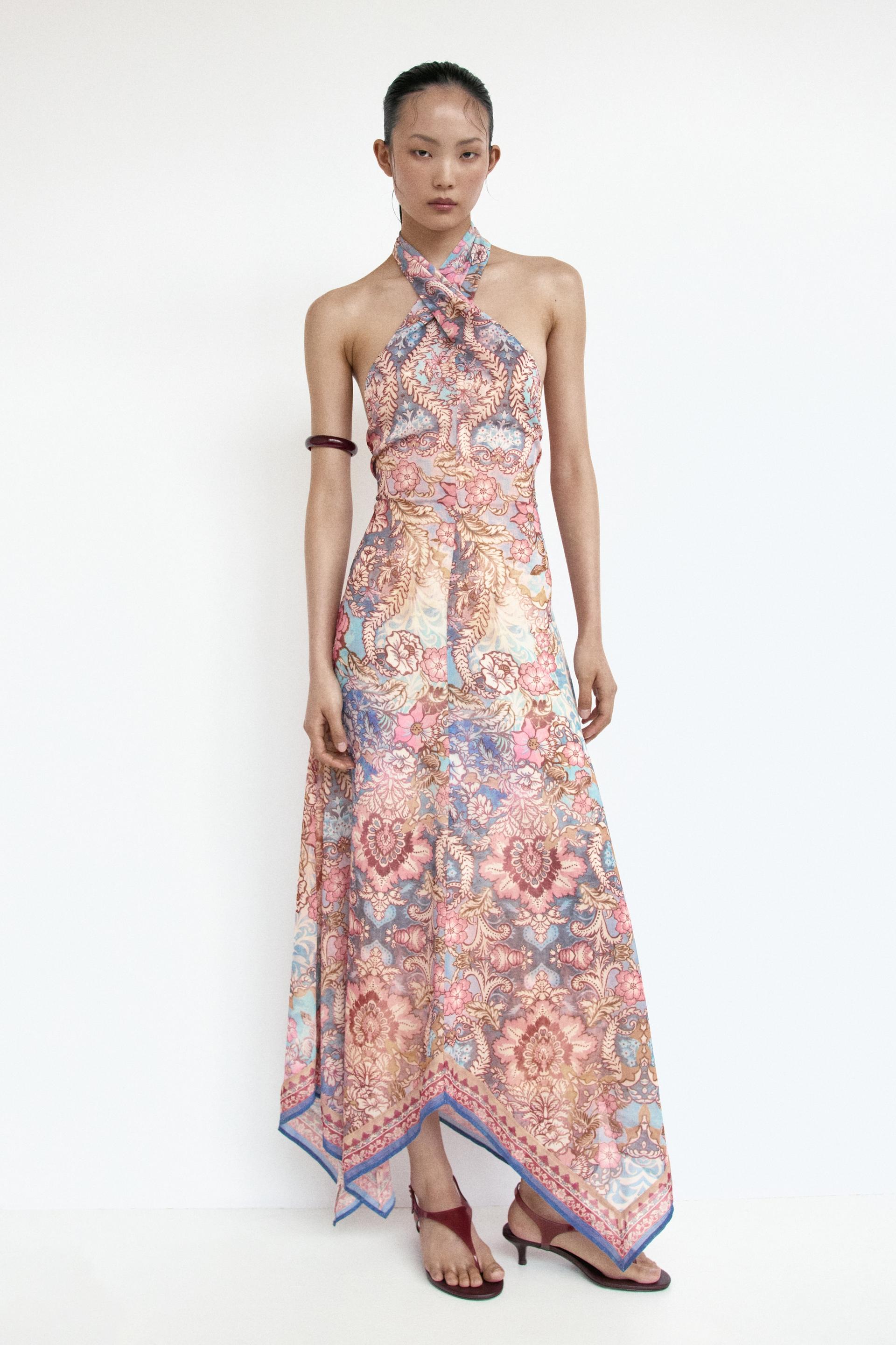chiffon halterneck dress
