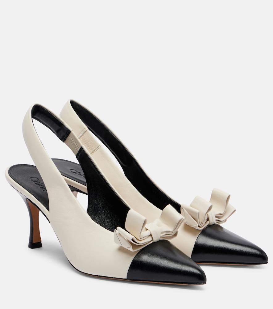 chloé alba 75 bow-detail leather slingback pumps