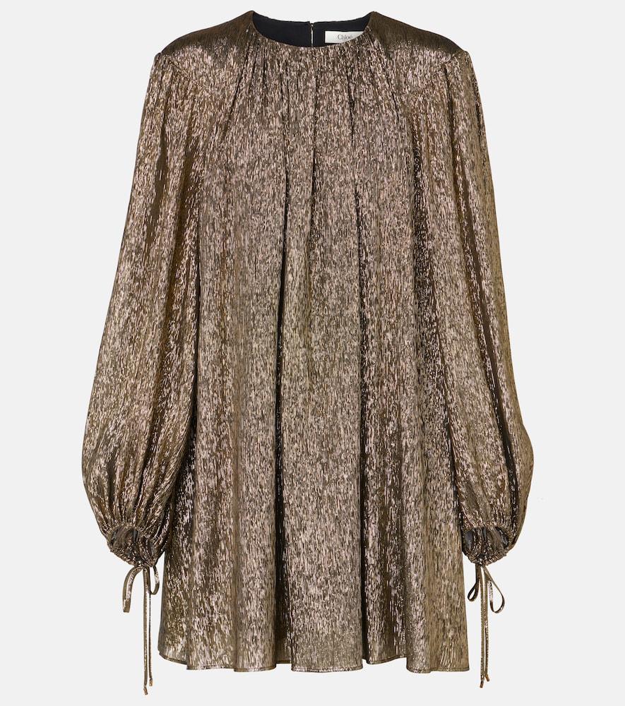 chloé balloon-sleeve silk-blend minidress
