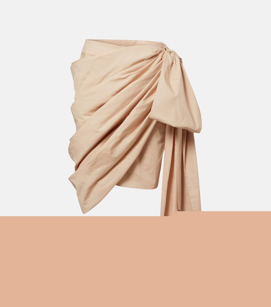 chloé bow-detail cotton poplin midi skirt
