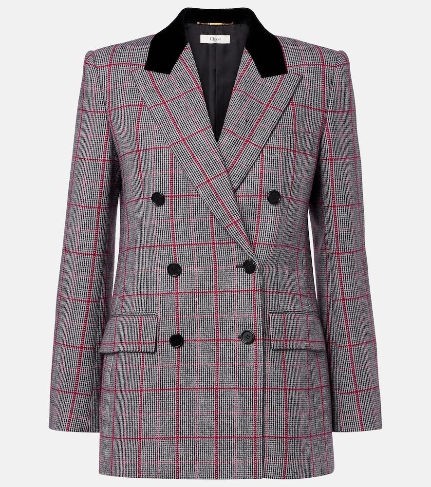 chloé checked double-breasted wool jacket
