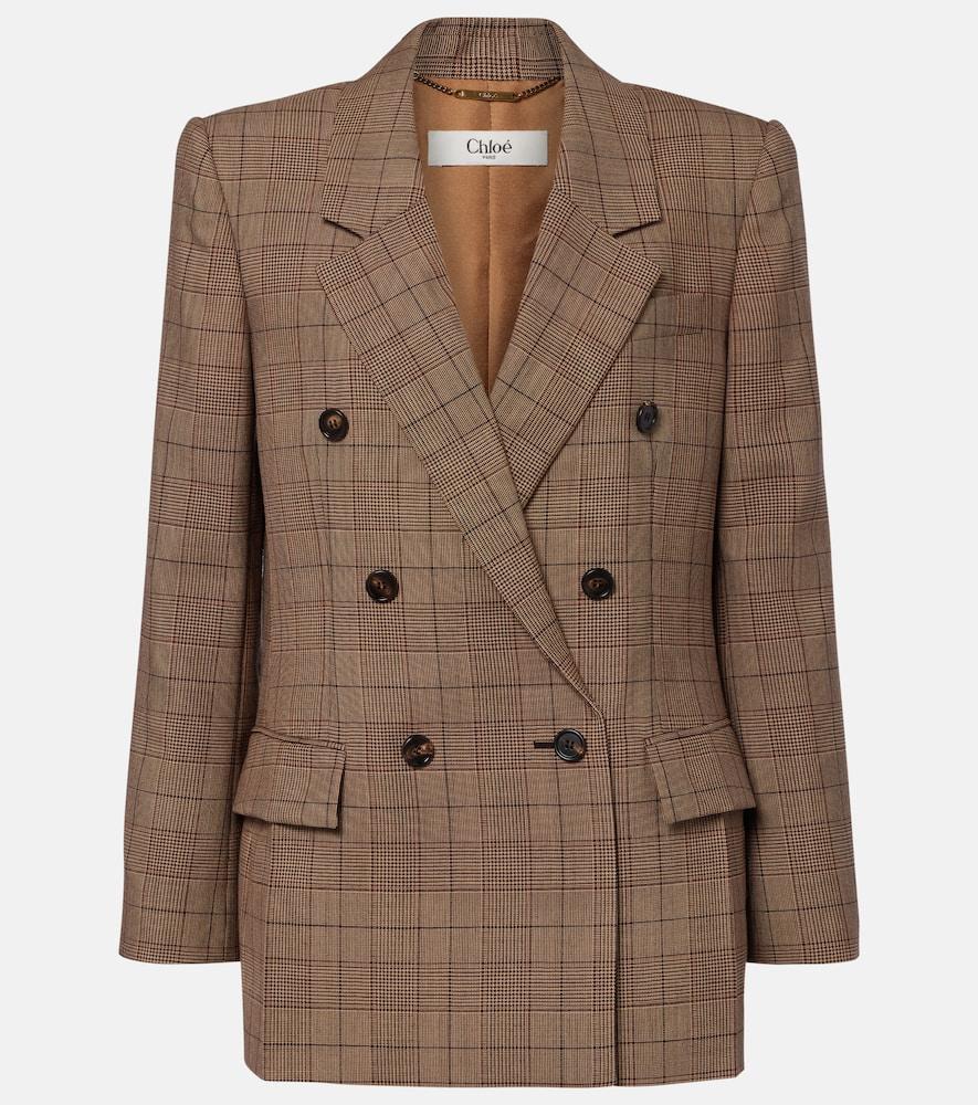 chloé checked wool blazer