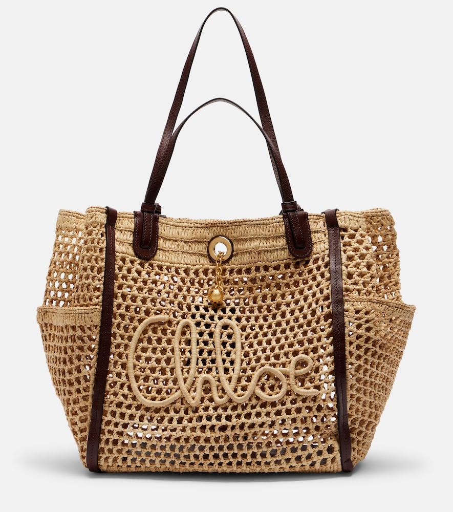 chloé chloé iconic raffia shoulder bag