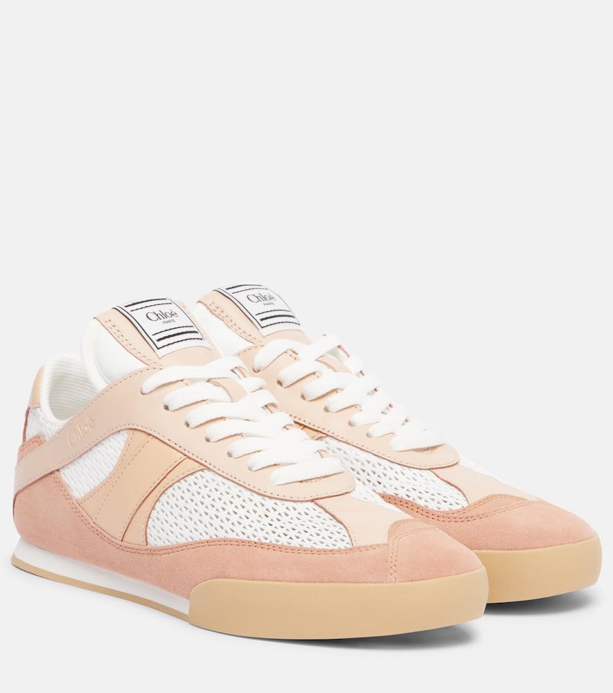 chloé chloé kick leather-trimmed sneakers