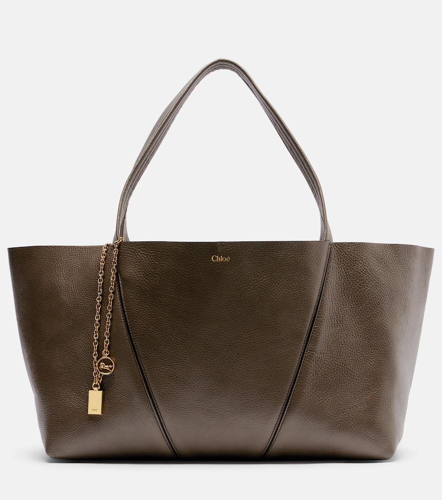 chloé chloé spin medium leather tote bag