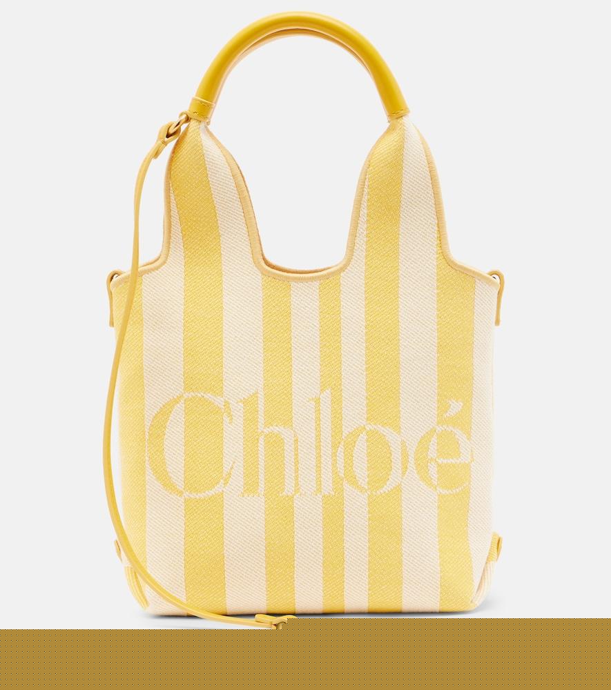 chloé chloé stripy mini jacquard top-handle bag