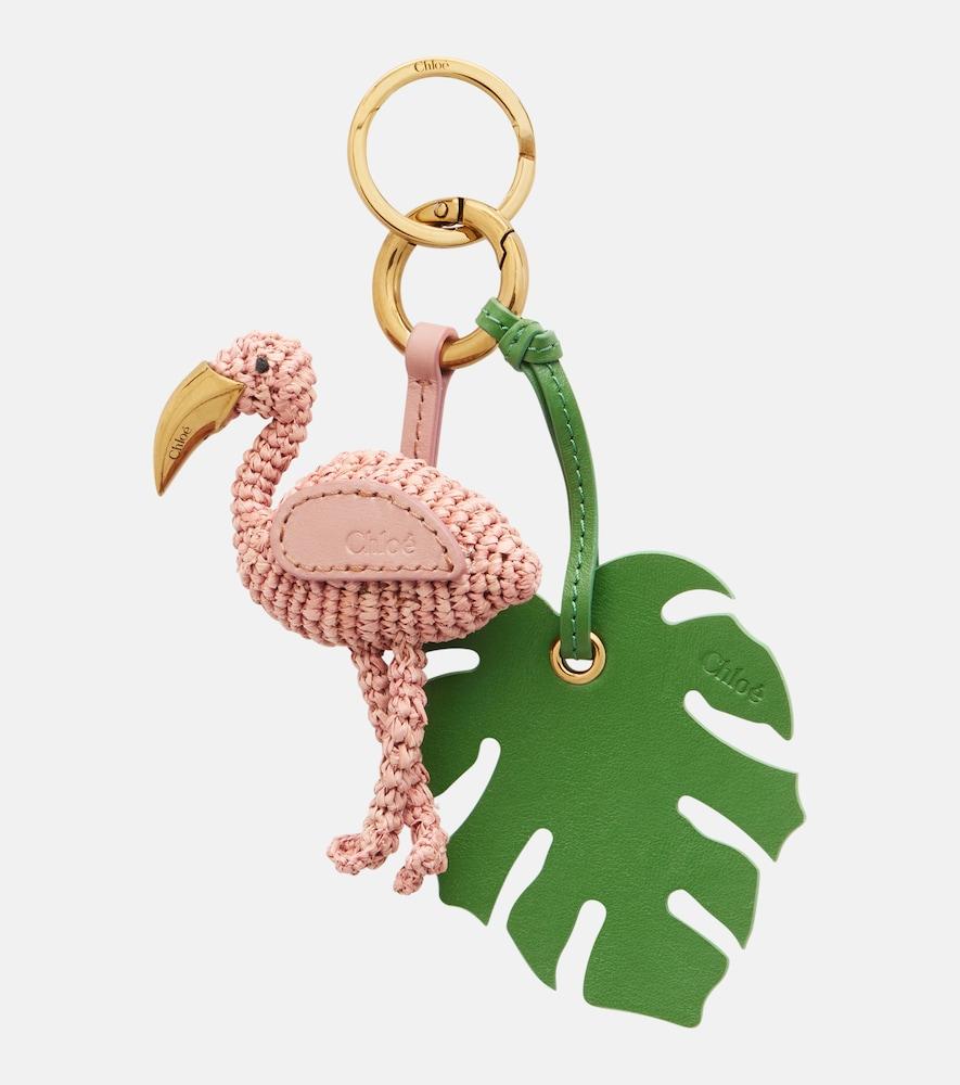 chloé chloé symbols flamingo raffia keychain