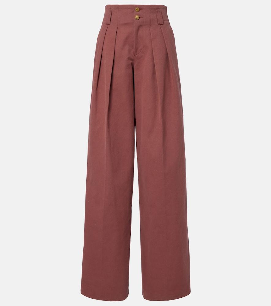 chloé cotton canvas wide-leg pants