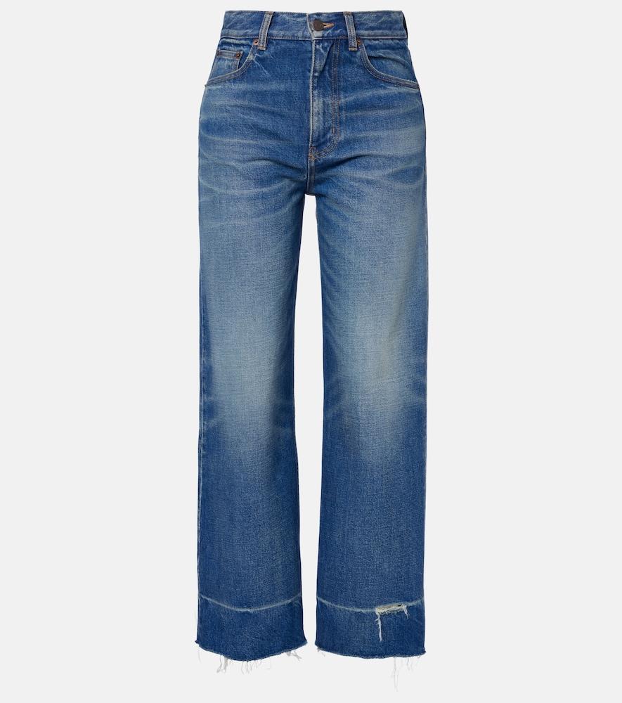 chloé distressed cropped wide-leg jeans