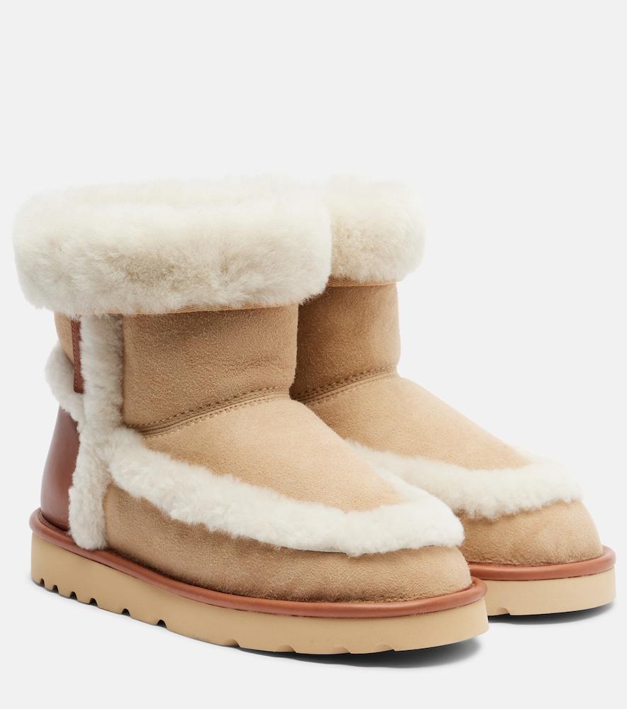 chloé dolcie shearling-trimmed ankle boots