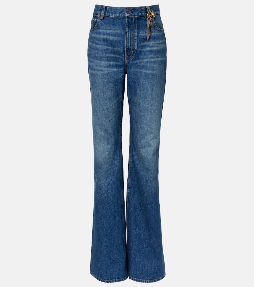 chloé embellished straight jeans