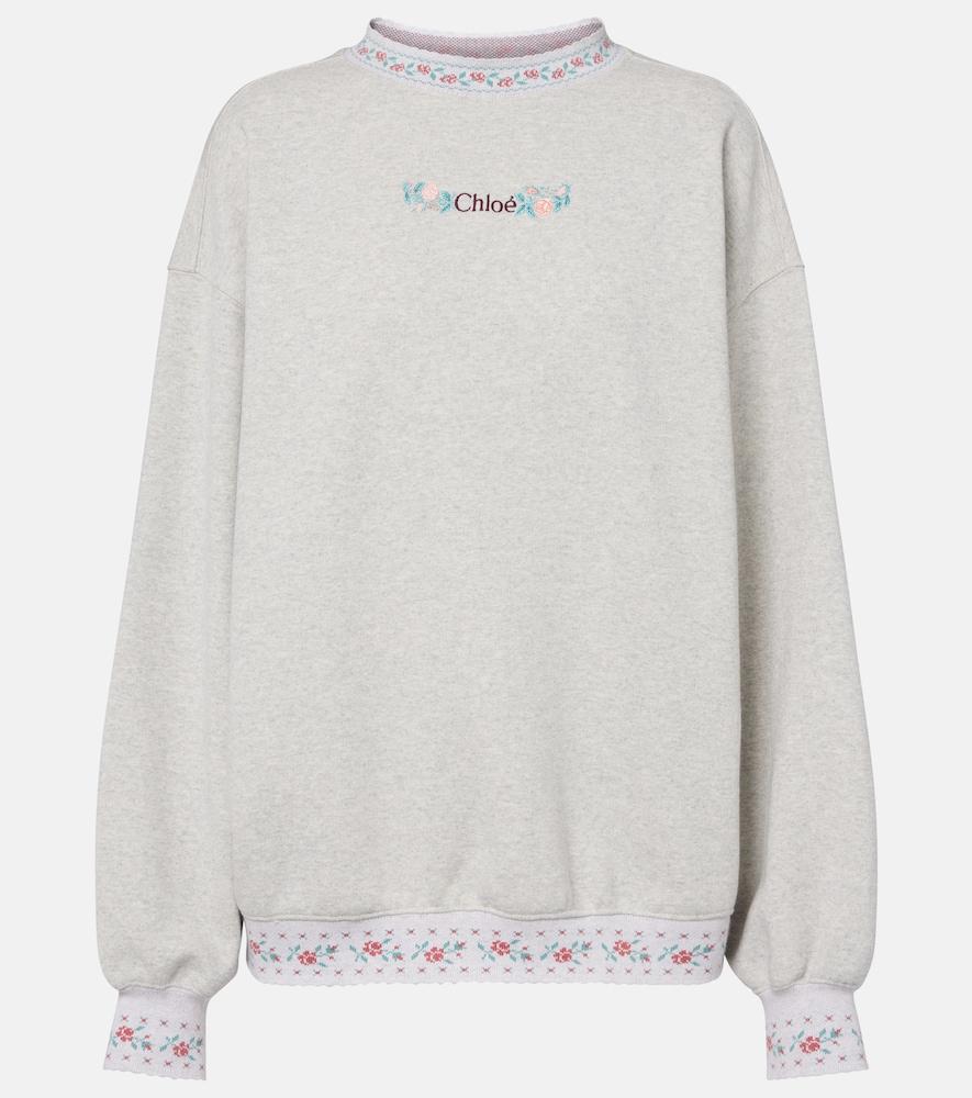 chloé embroidered cotton jersey sweatshirt