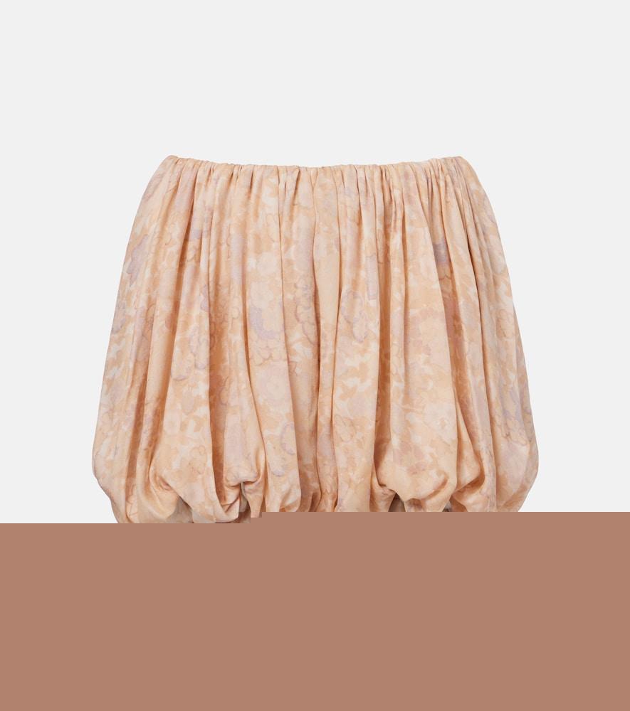 chloé floral pleated silk charmeuse shorts