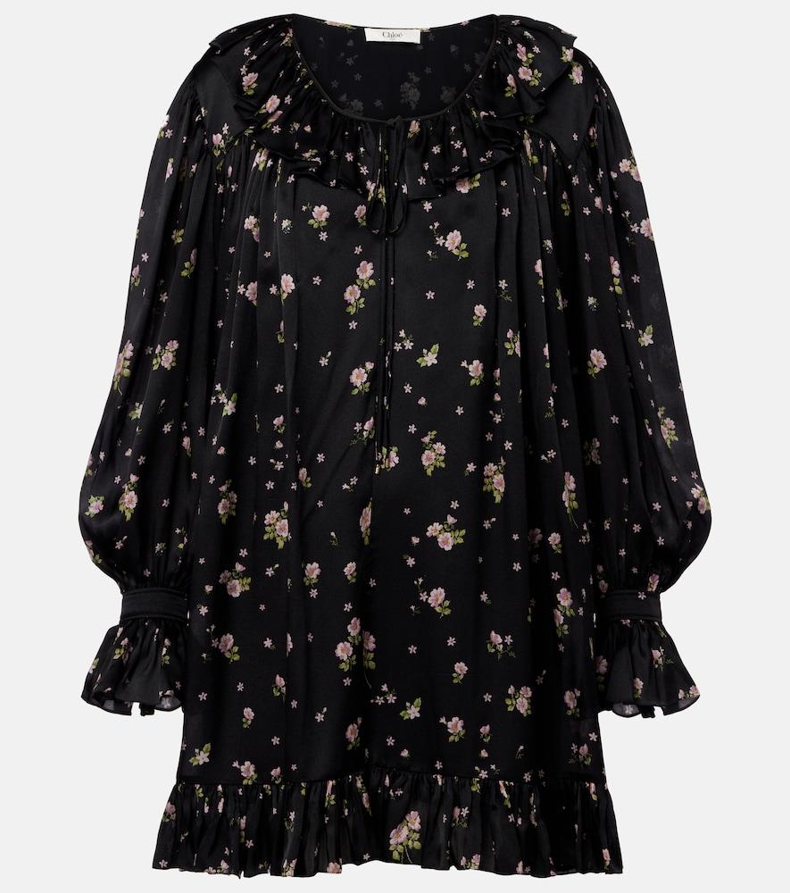 chloé gathered silk charmeuse minidress