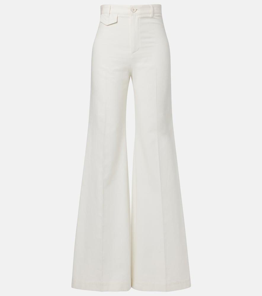 chloé high-rise cotton canvas flared pants