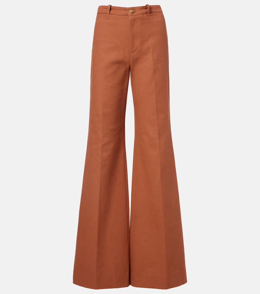 chloé high-rise cotton canvas flared pants
