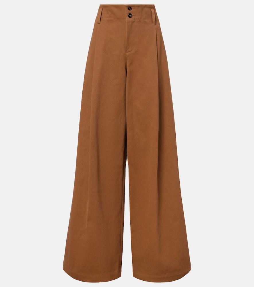 chloé high-rise cotton canvas wide-leg pants