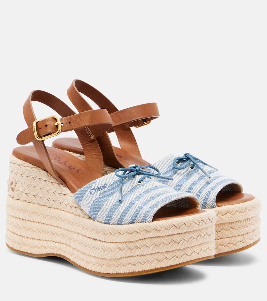 chloé isla striped canvas espadrille wedges
