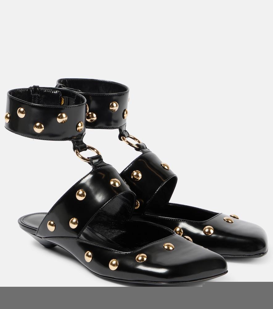 chloé jade studded leather flats