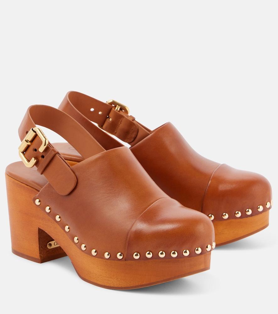 chloé jeannette leather wedge clogs