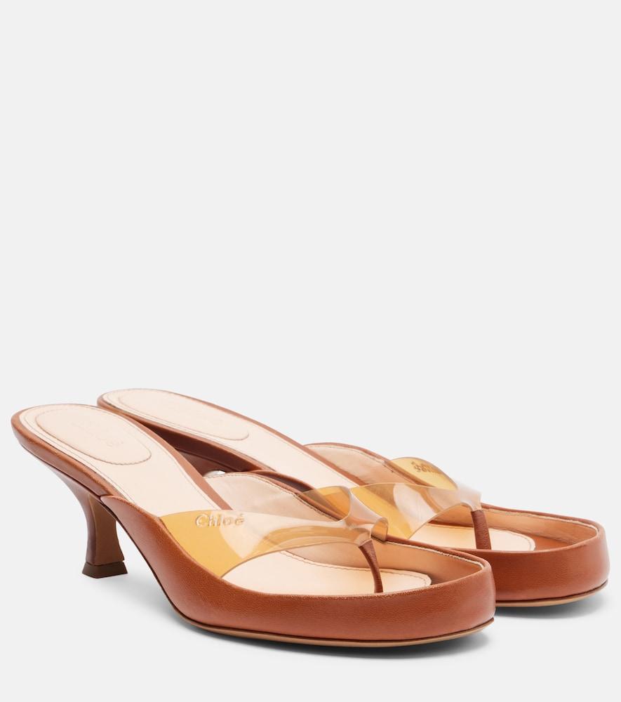 chloé junie leather and tpu thong sandals