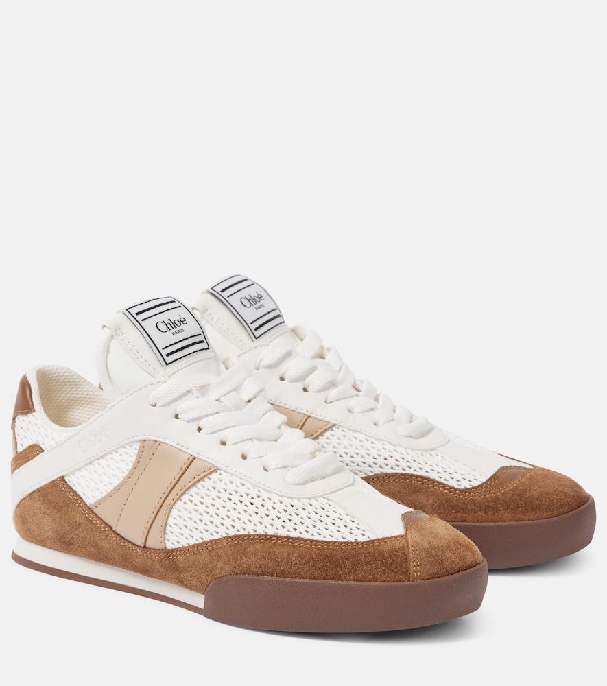 chloé kick suede and leather-trimmed sneakers