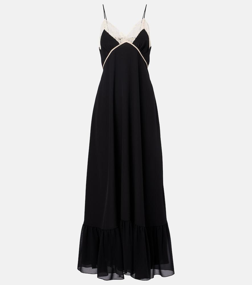 chloé lace-trimmed silk chiffon maxi dress