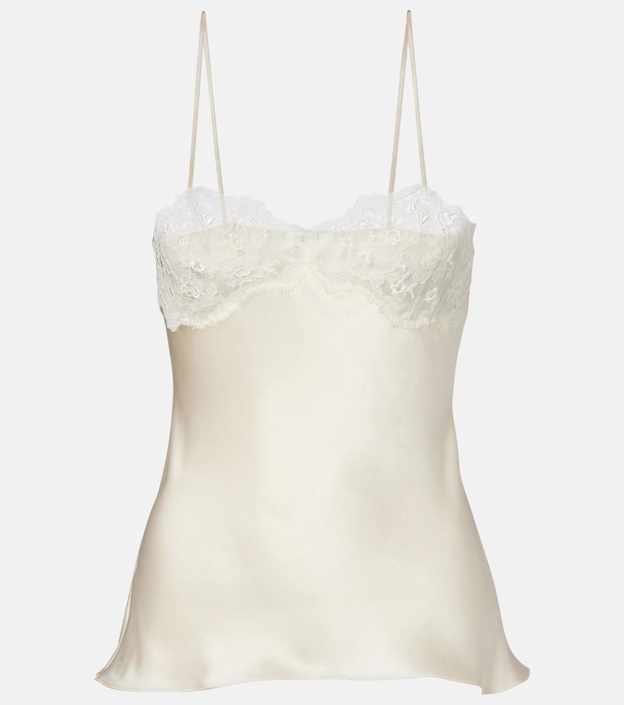 chloé lace-trimmed silk satin camisole