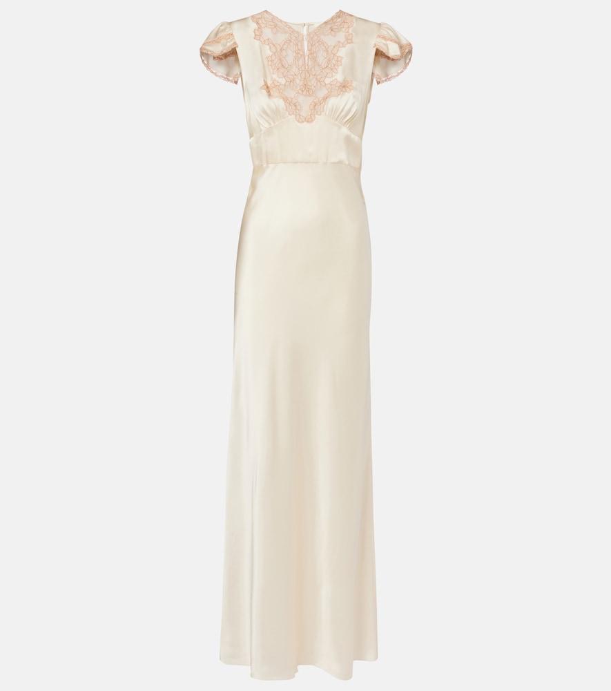 chloé lace-trimmed silk satin maxi dress