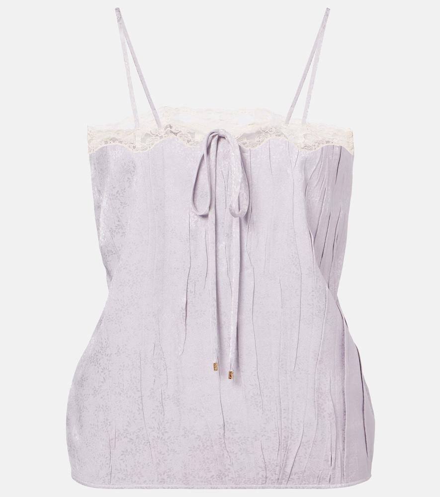 chloé lace-trimmed silk top
