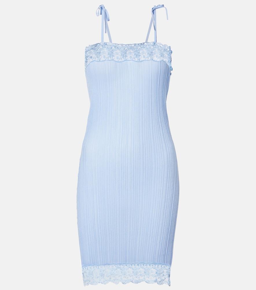 chloé lace-trimmed wool slip dress
