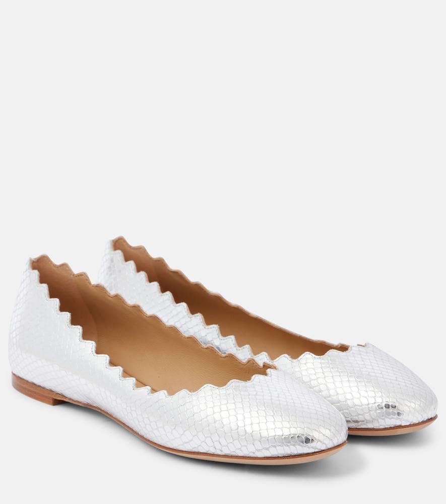 chloé lauren croc-effect leather ballet flats