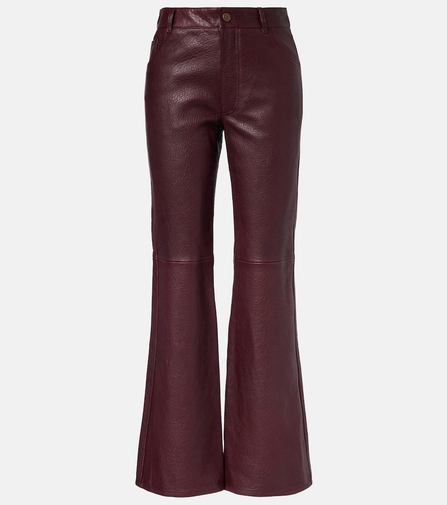 chloé leather flared pants