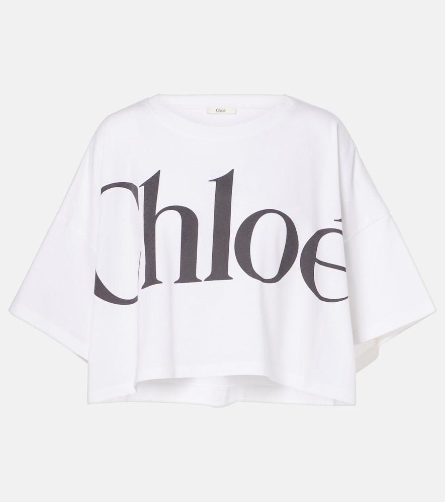 chloé logo cropped cotton jersey t-shirt