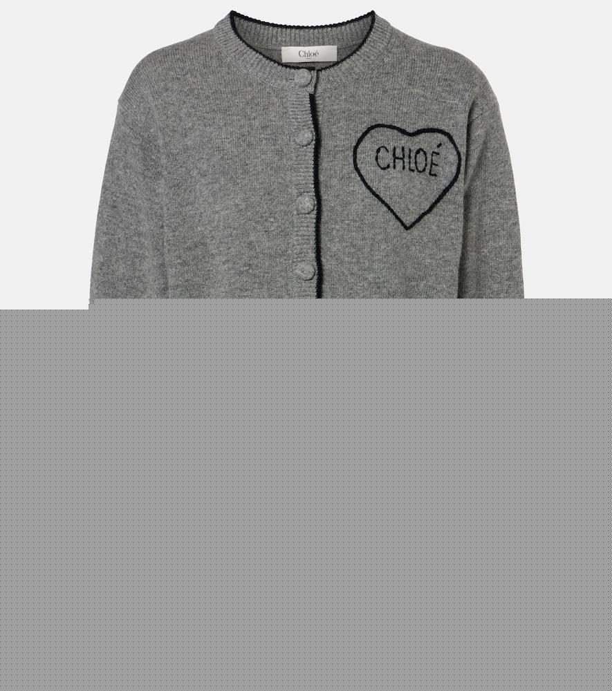 chloé logo wool and cashmere cardigan