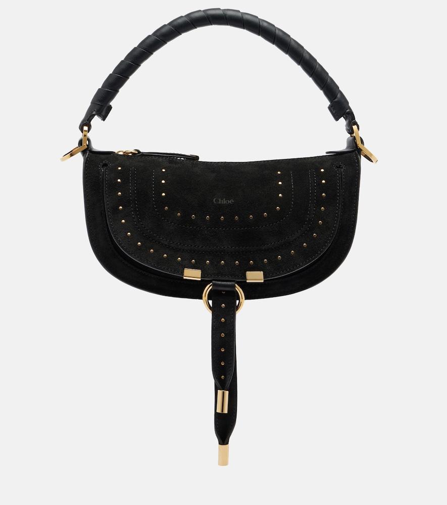 chloé marcie small studded suede shoulder bag