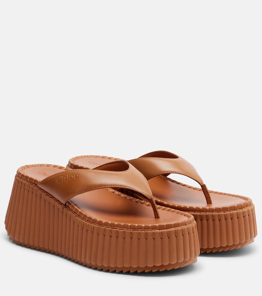 chloé nama leather platform thong sandals